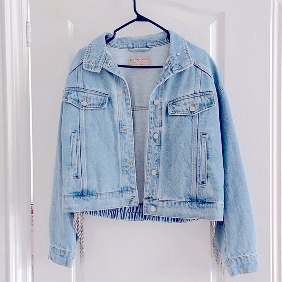 Free People Comet Rhinestone Fringe Bomber - Picture 2 of 2